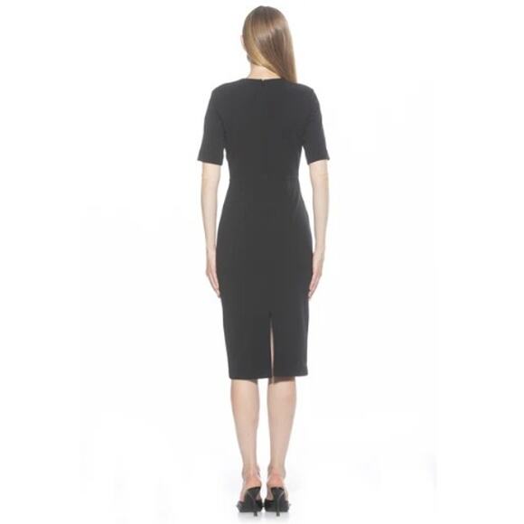 Alexia Admor Harper Short Sleeve Midi Sheath Dress Black - Picture 4 of 11